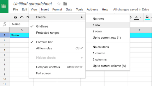 Create a Google Sheets header