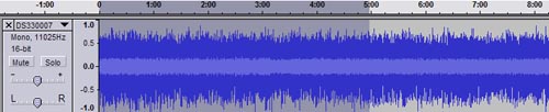 Audacity timeline before track split