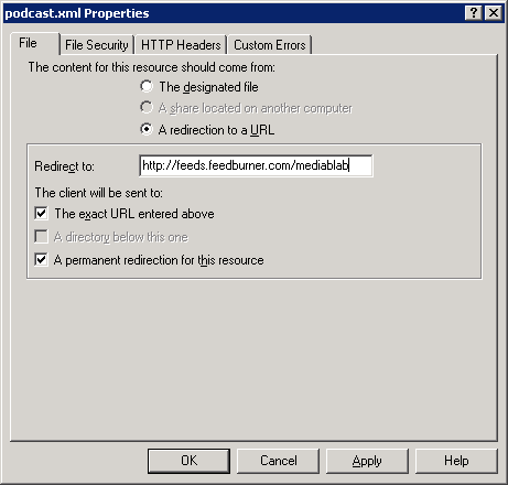 redirecting a file in IIS