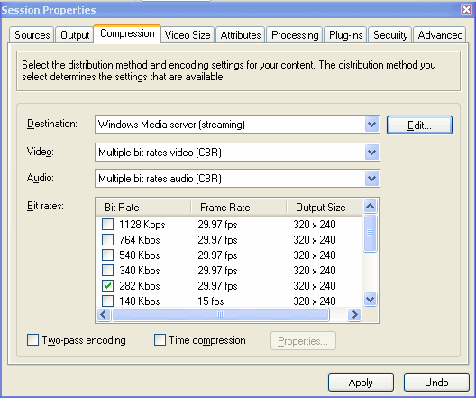 Compression in Windows Media Encoder