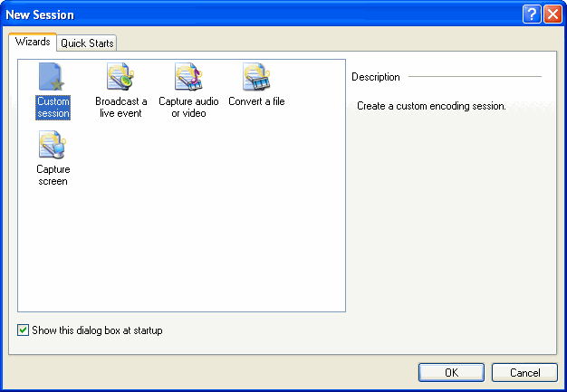 custom Windows Media Encoder session