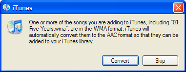 Convert WMA to AAC with iTunes